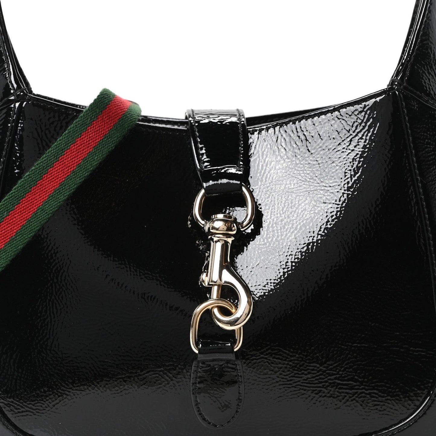 Patent Calfskin Small Jackie Shoulder Bag Black