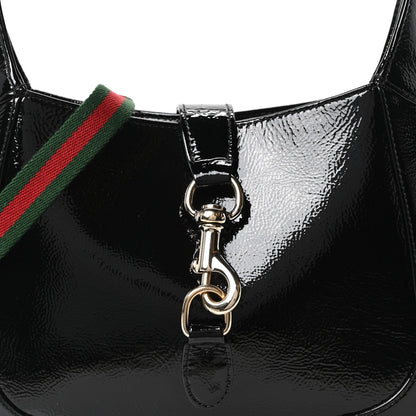 Patent Calfskin Small Jackie Shoulder Bag Black