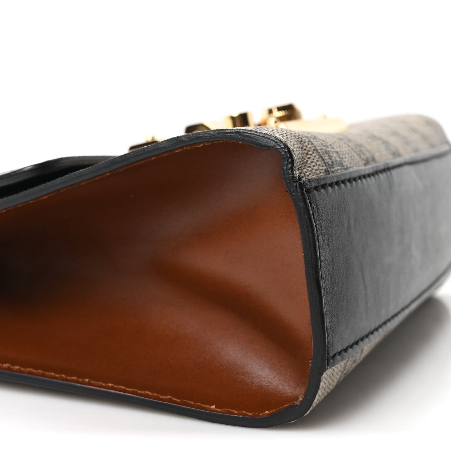 GG Supreme Monogram Calfskin Small Padlock Shoulder Bag Beige Black Cuir