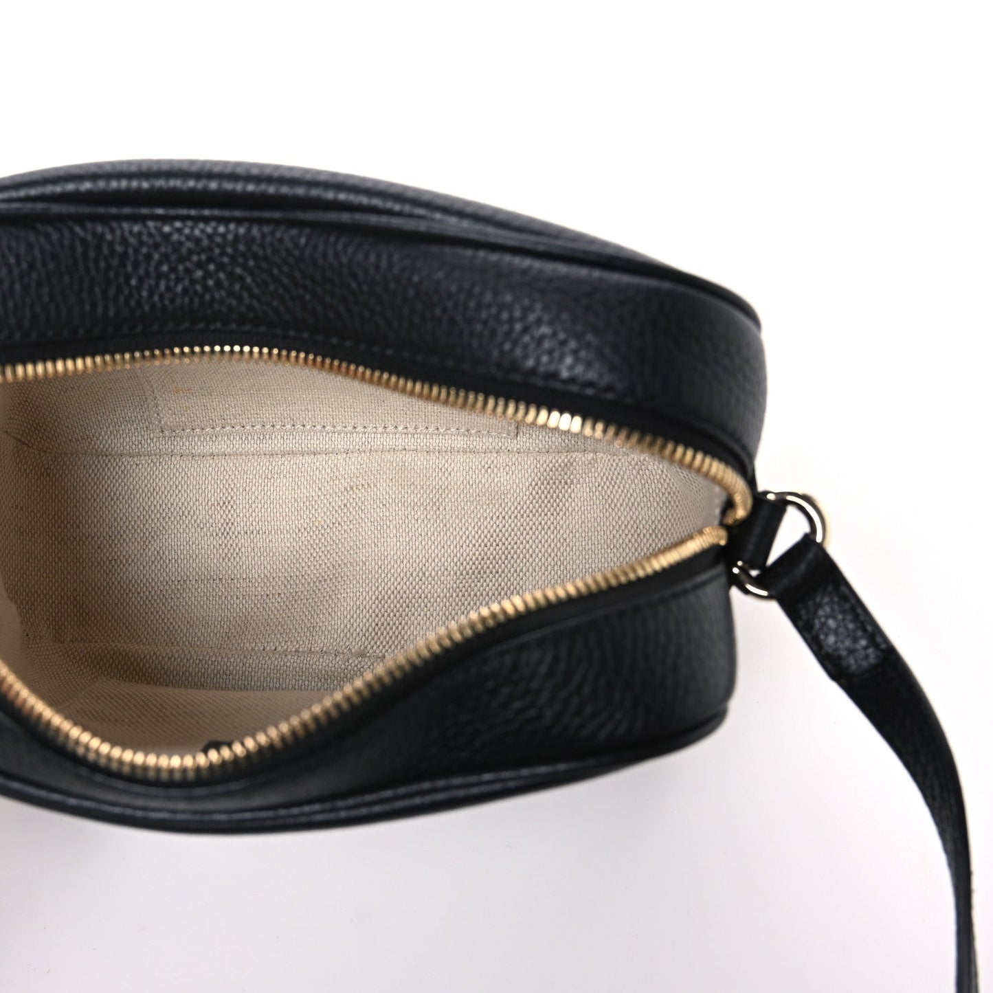 Pebbled Calfskin Small Soho Disco Bag Black