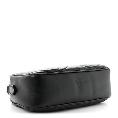 Calfskin Matelasse Small GG Marmont Chain Shoulder Bag Black Black
