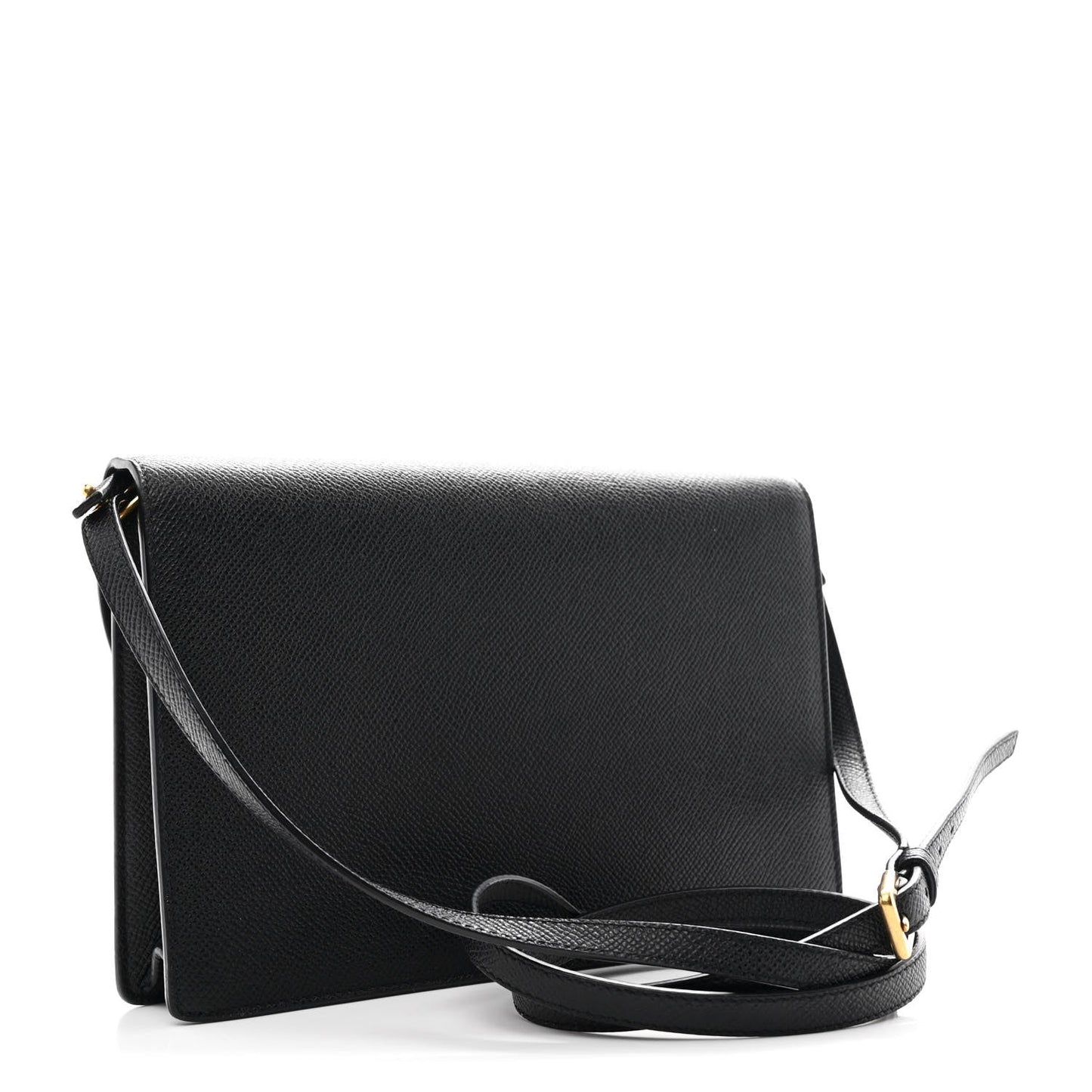 Grained Calfskin Saddle Pouch Bag Black