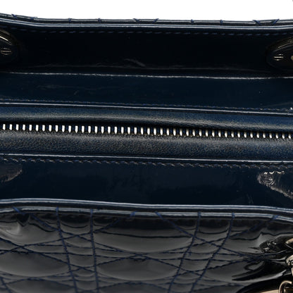 Patent Cannage Medium Lady Dior Blue