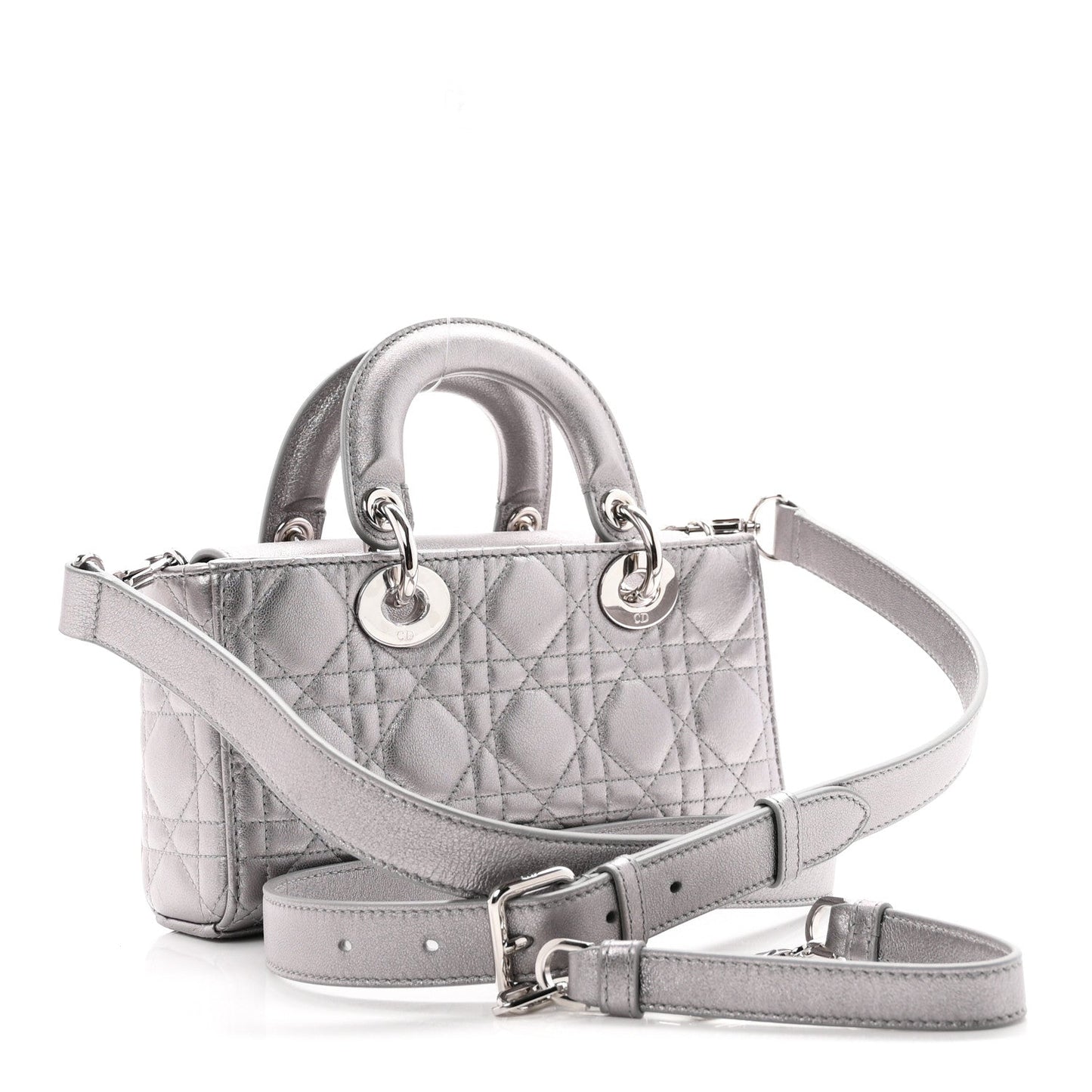 Metallic Lambskin Cannage Small Lady D-Joy