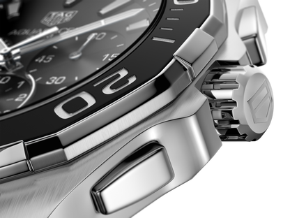 Tag Heuer Carrera Aquaracer Quartz Chronograph Black Dial Black Rubber Strap Watch for Men - CAY111A.FT6041