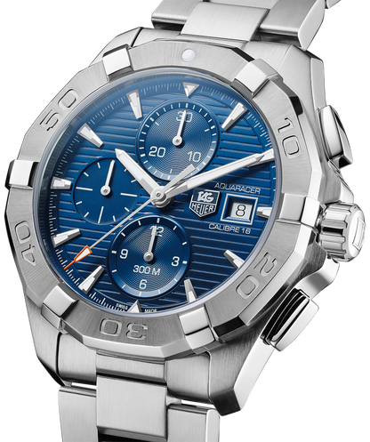 Tag Heuer Aquaracer Caliber 16 Automatic Chronograph Blue Dial Silver Steel Strap Watch for Men - CAY2112.BA0927
