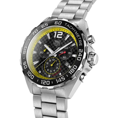 Tag Heuer Formula 1 Chronograph Black Dial Silver Steel Strap Watch for Men- CAZ101AC.BA0842