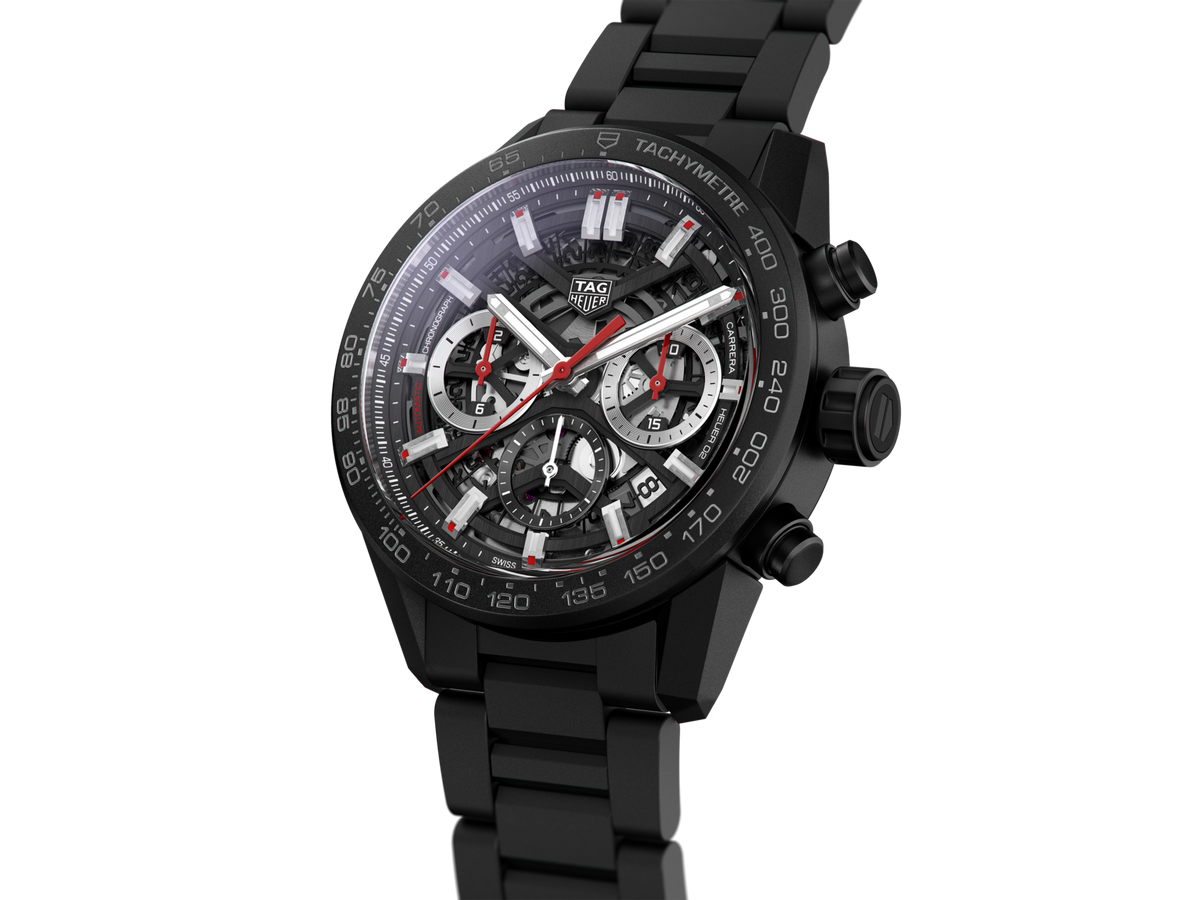 Tag Heuer Carrera Automatic Chronograph Black Dial Black Steel Strap Watch for Men - CBG2090.BH0661