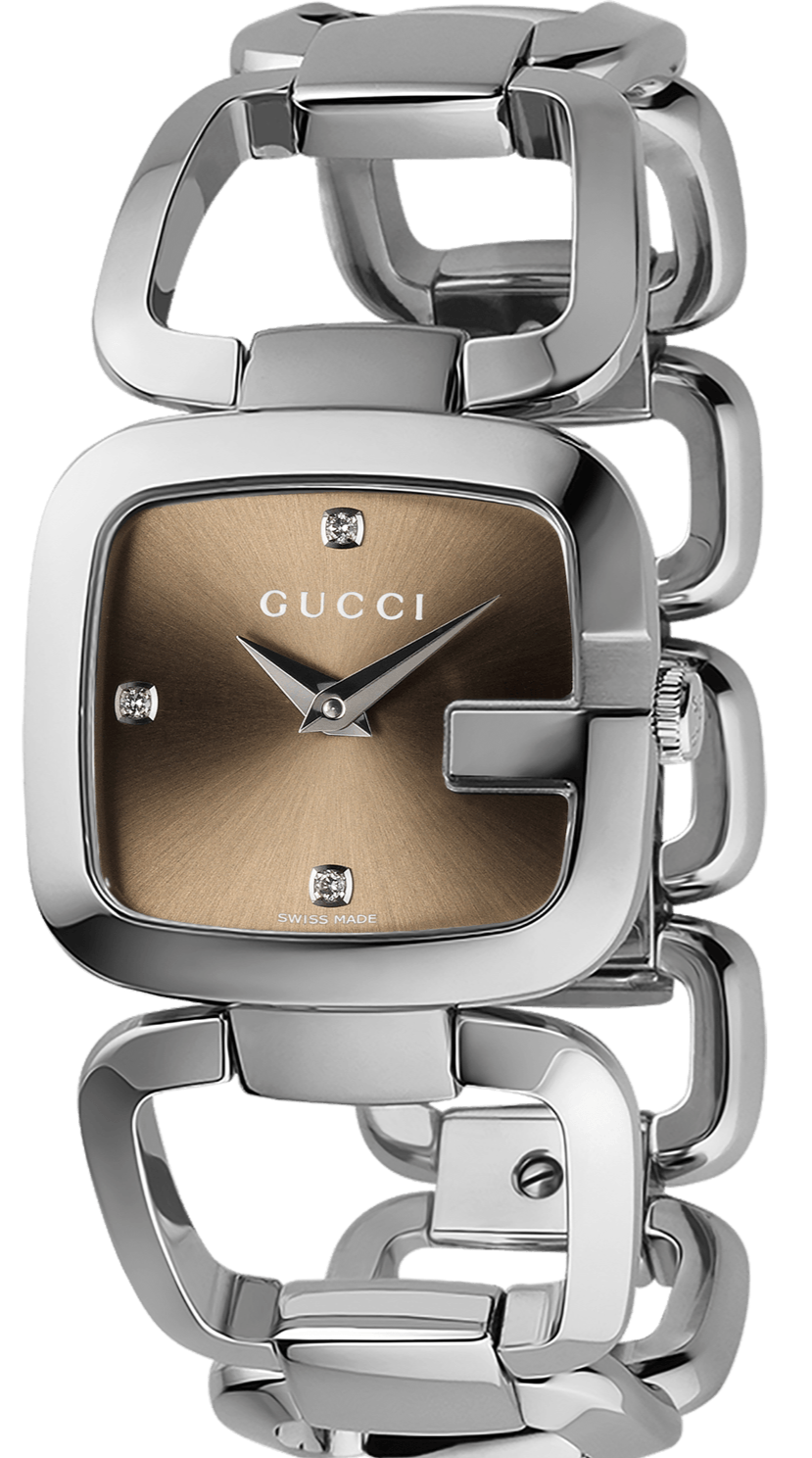 Gucci G Gucci Brown Dial Silver Steel Strap Watch For Women - YA125401
