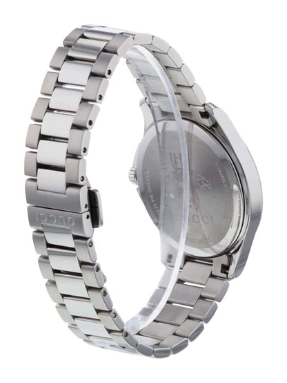 Gucci G Timeless Black Dial Silver Steel Strap Watch For Women - YA126573A