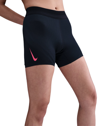 Women's Dri-FIT AeroSwift Running Shorts: Black/Aster Pink/Green Shock