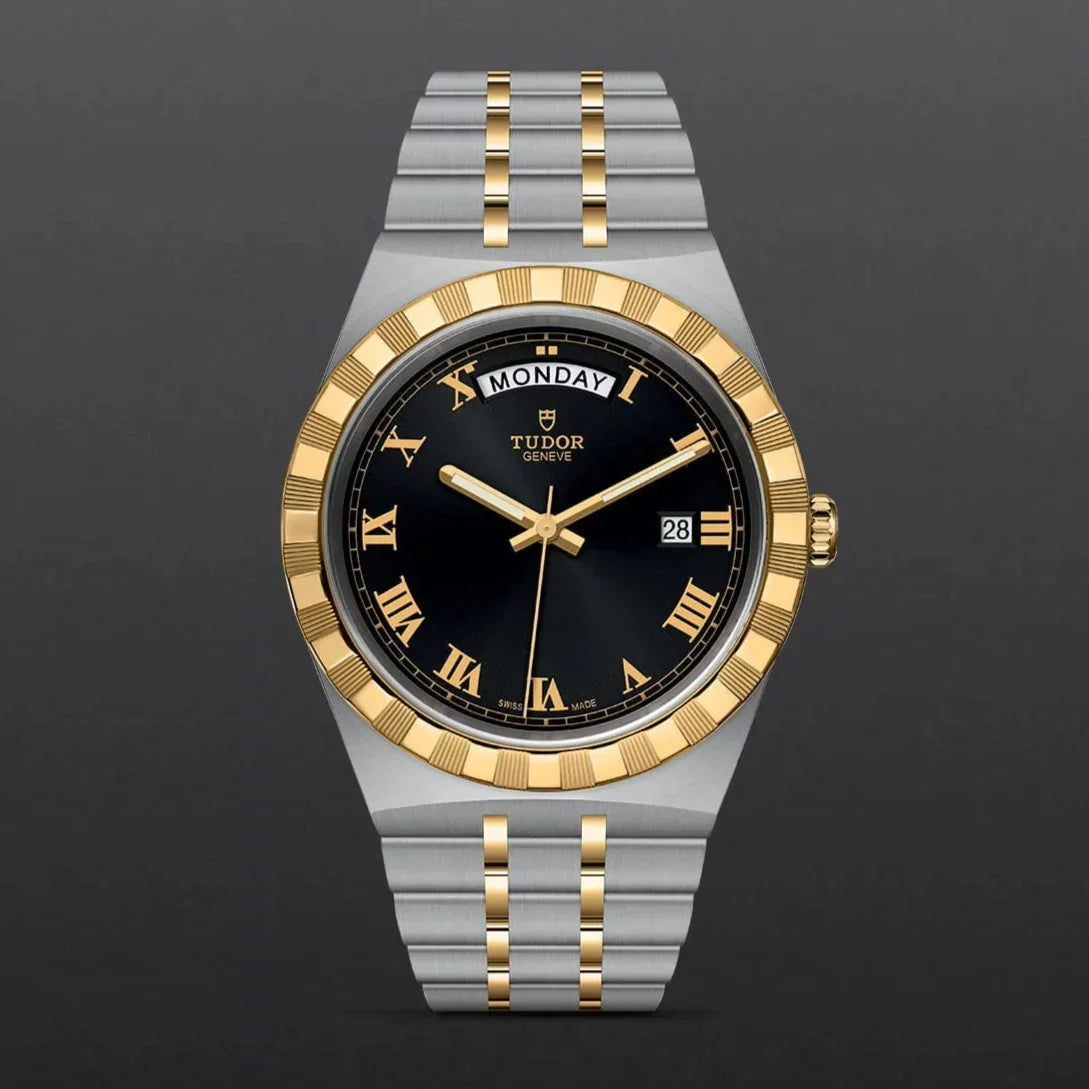 Tudor Royal Automatic Black Dial Two Tone Steel Strap Watch for Men - M28603-0003