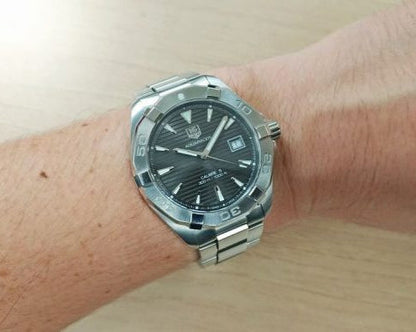 Tag Heuer Aquaracer Automatic Anthracite Grey Dial Silver Steel Strap Watch for Men - WAY2113.BA0928
