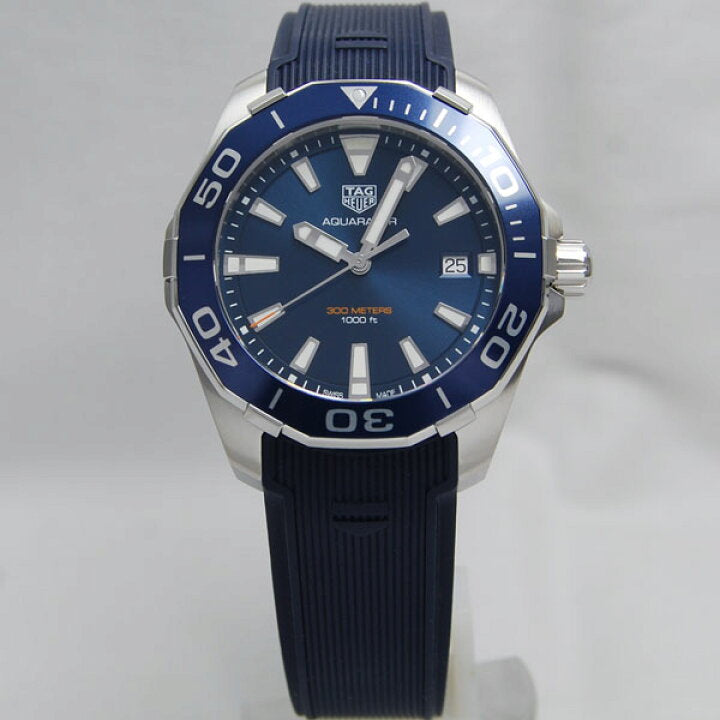Tag Heuer Aquaracer Blue Dial Blue Rubber Strap Watch for Men - WAY111C.FT6155