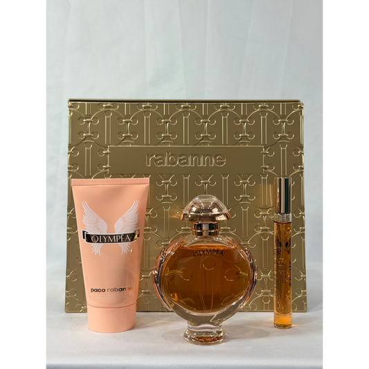 Paco Rabanne Olympéa Gift Set for Her – 50ml EDP + 75ml Body Lotion + 10ml Travel Spray