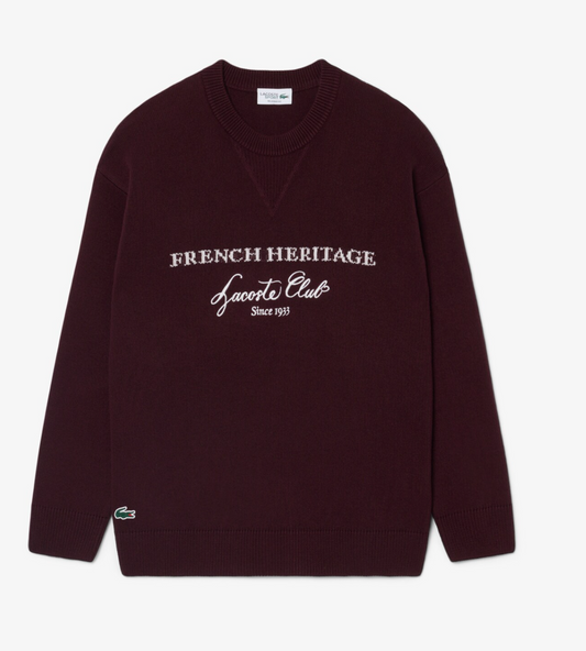 LACOSTE WOOL BLEND CREW NECK TENNIS HERITAGE SWEATER -Men’s-BROWN-3KE