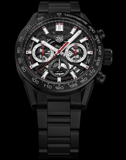 Tag Heuer Carrera Automatic Chronograph Black Dial Black Steel Strap Watch for Men - CBG2090.BH0661