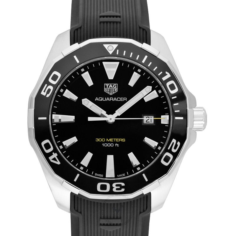 Tag Heuer Aquaracer Quartz Black Dial Black Rubber Strap Watch for Men -  WAY101A.FT6141