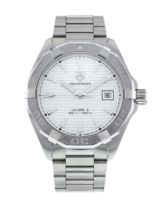 Tag Heuer Aquaracer Automatic White Dial Silver Steel Strap Watch for Men - WAY2111.BA0928