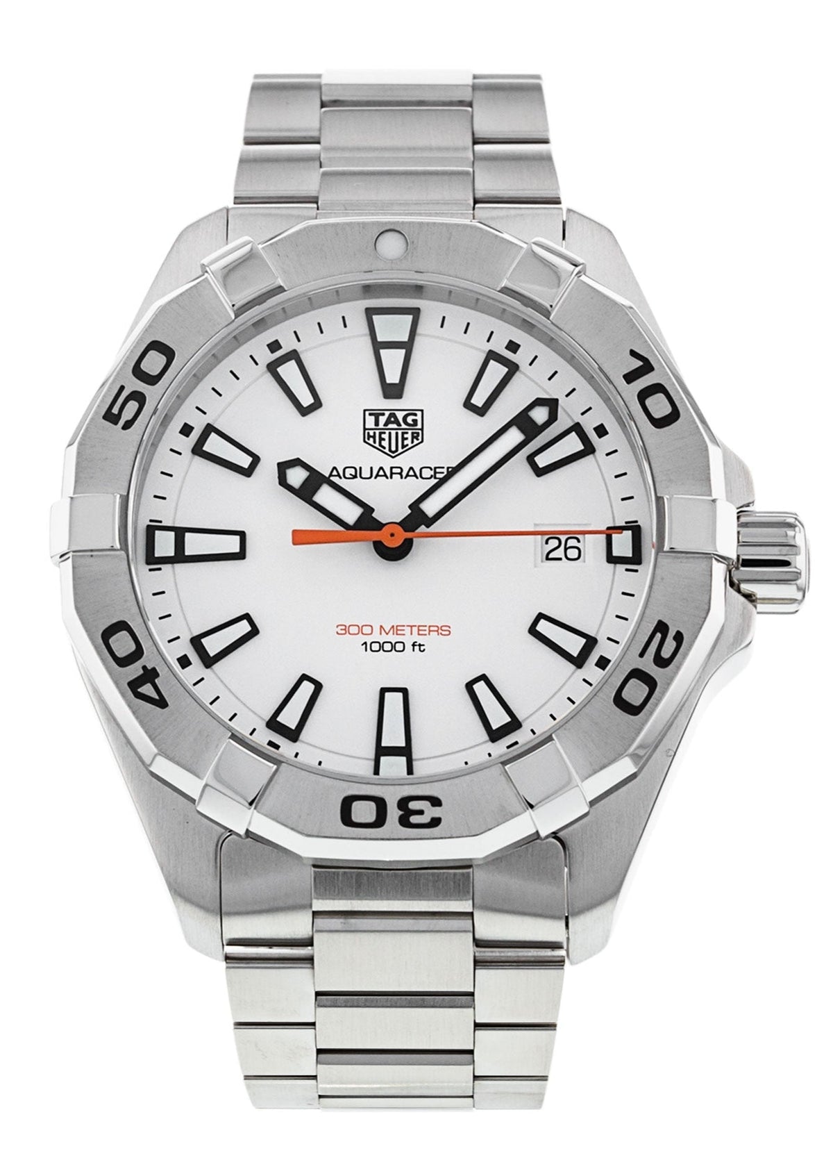 Tag Heuer Aquaracer Quartz White Dial Silver Steel Strap Watch for Men - WBD1111.BA0928