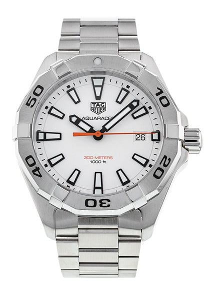 Tag Heuer Aquaracer Quartz White Dial Silver Steel Strap Watch for Men - WBD1111.BA0928