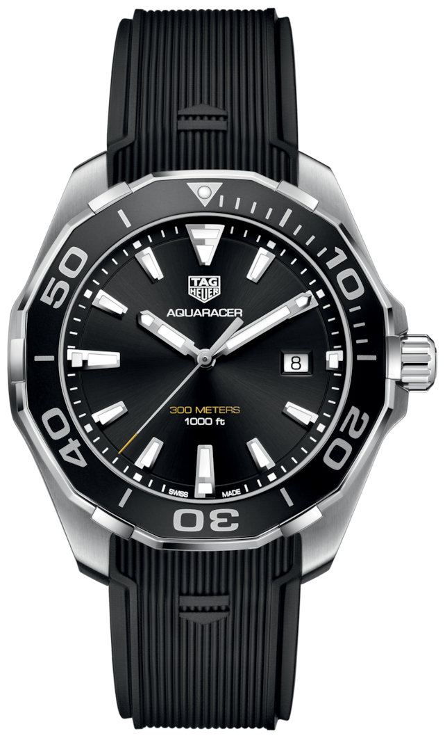 Tag Heuer Aquaracer Quartz Black Dial Black Rubber Strap Watch for Men -  WAY101A.FT6141
