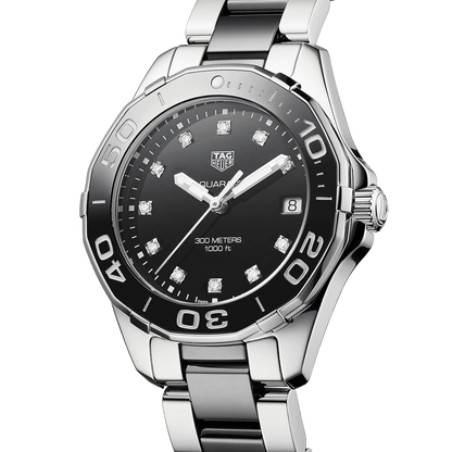 Tag Heuer Aquaracer Quartz Black Dial Two Tone Steel Strap Watch for Women - WAY131C.BA0913