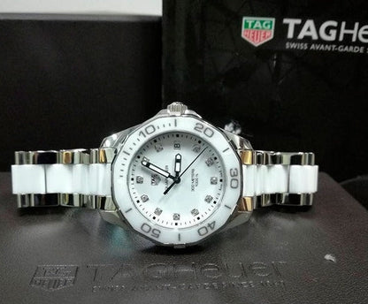 Tag Heuer Aquaracer Diamonds White Dial Two Tone Steel Strap Watch for Women - WAY131D.BA0914