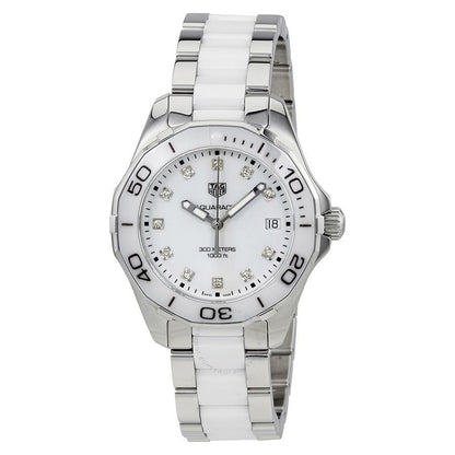 Tag Heuer Aquaracer Diamonds White Dial Two Tone Steel Strap Watch for Women - WAY131D.BA0914