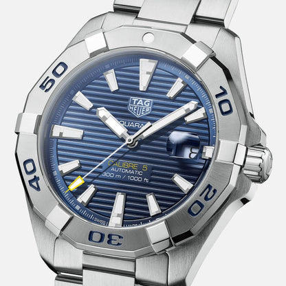 Tag Heuer Aquaracer Calibre 5 Automatic Blue Dial Silver Steel Strap Watch for Men - WAY2012.BA0927