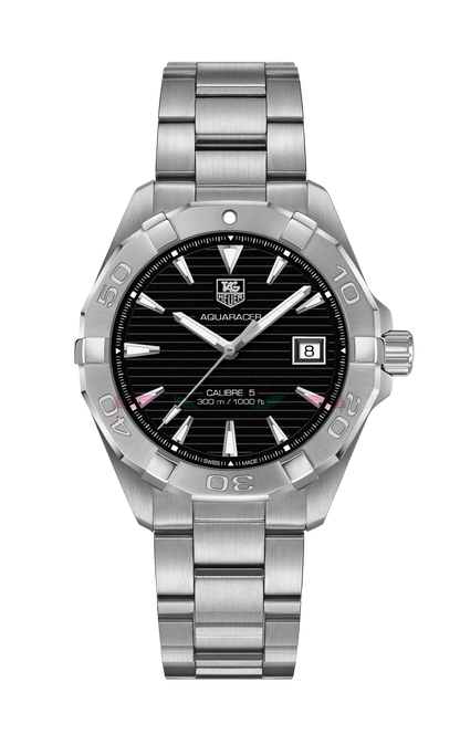 Tag Heuer Aquaracer Automatic Black Dial Silver Steel Strap Watch for Men - WAY2110.BA0928