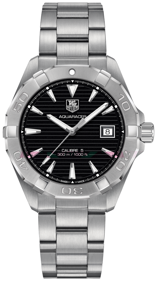 Tag Heuer Aquaracer Automatic Black Dial Silver Steel Strap Watch for Men - WAY2110.BA0928