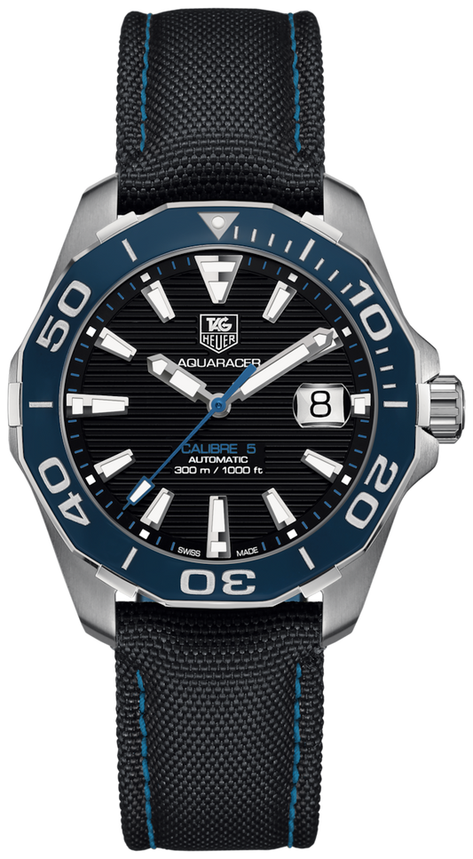 Tag Heuer Aquaracer Calibre 5 Automatic Black Dial Black Nylon Strap Watch for Men - WAY211B.FC6363