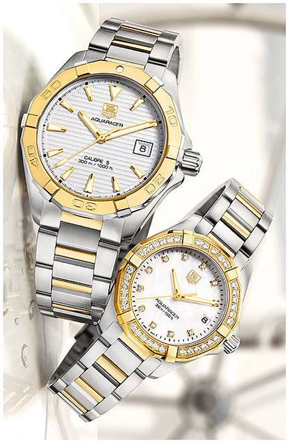 Tag Heuer Aquaracer Automatic White Dial Two Tone Steel Strap Watch for Men - WAY2151.BD0912