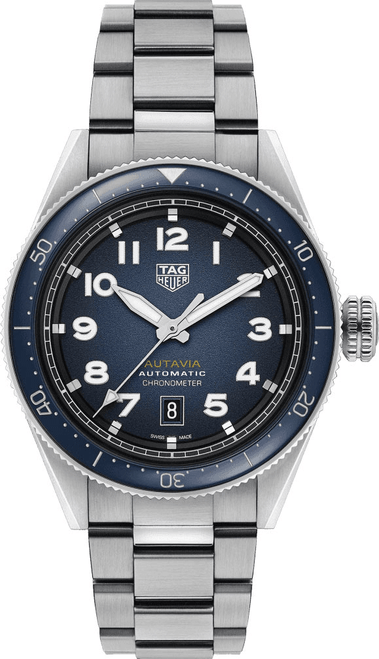 Tag Heuer Autavia Automatic Blue Dial Silver Steel Strap Watch for Men - WBE5116.EB0173