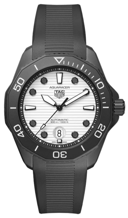 Tag Heuer Aquaracer Professional 300 Automatic White Dial Black Rubber Strap Watch for Men - WBP201D.FT6197