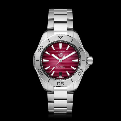 Tag Heuer Aquaracer Professional 200 Automatic Red Dial Silver Steel Strap Watch for Men - WBP2114.BA0627