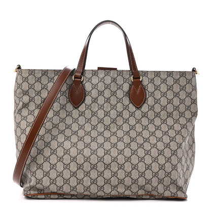 Soft GG Supreme Monogram Medium Crossbody Tote Beige Cuir
