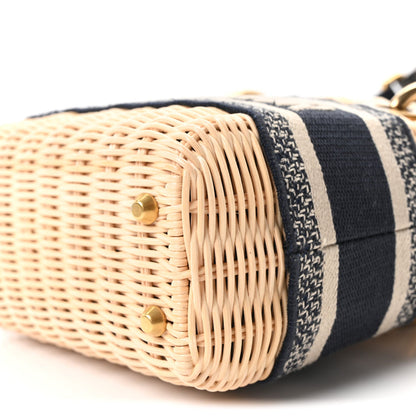 Wicker Oblique Mini Lady Dior Bag Blue