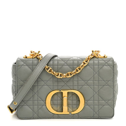 Calfskin Cannage Small Caro Bag Grey