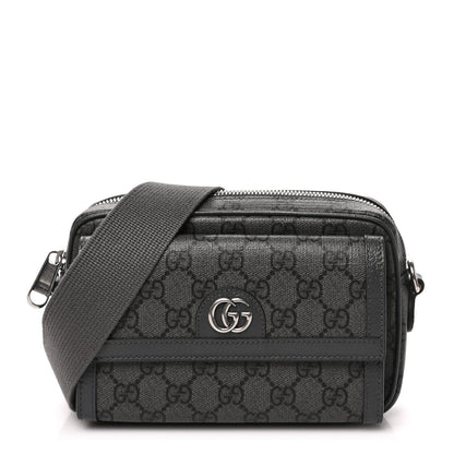 GG Supreme Monogram Textured Dollar Calfskin Mini Ophidia Bag Graphite Grey