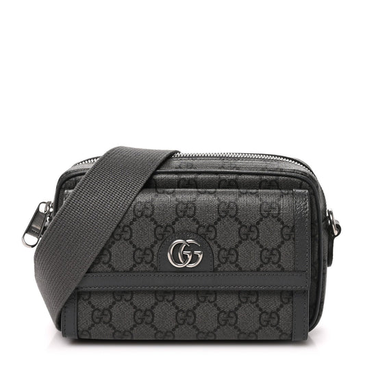 GG Supreme Monogram Textured Dollar Calfskin Mini Ophidia Bag Graphite Grey