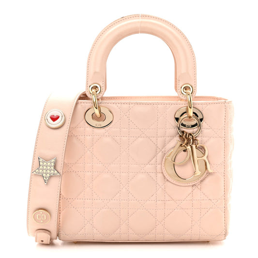 Lambskin Cannage Small Lucky Badges My Lady Dior Light Pink