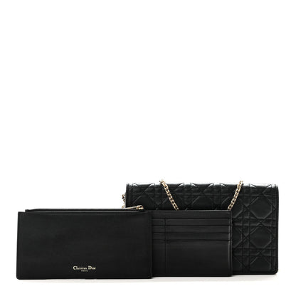 Lambskin Cannage Lady Dior Pouch Black