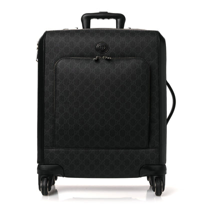 GG Supreme Monogram Four Wheel Suitcase Black Grey