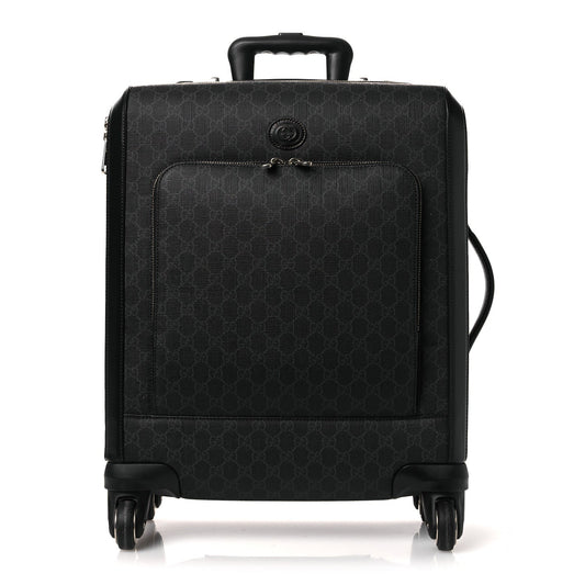 GG Supreme Monogram Four Wheel Suitcase Black Grey