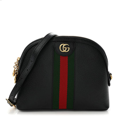 Calfskin GG Web Small Ophidia Dome Shoulder Bag Black