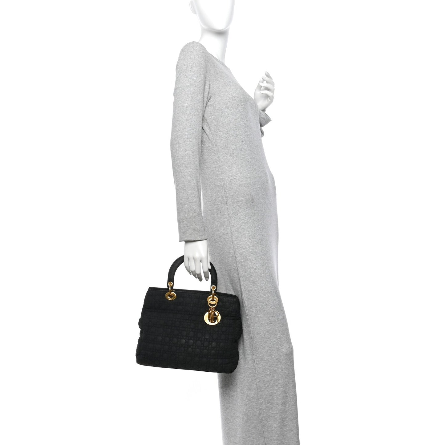 Nylon Cannage Large Lady Dior Black