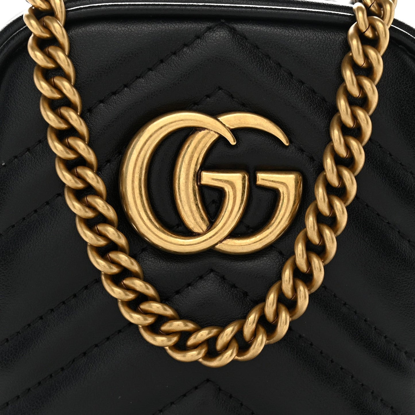 Calfskin Matelasse Mini GG Marmont Crossbody Bag Black