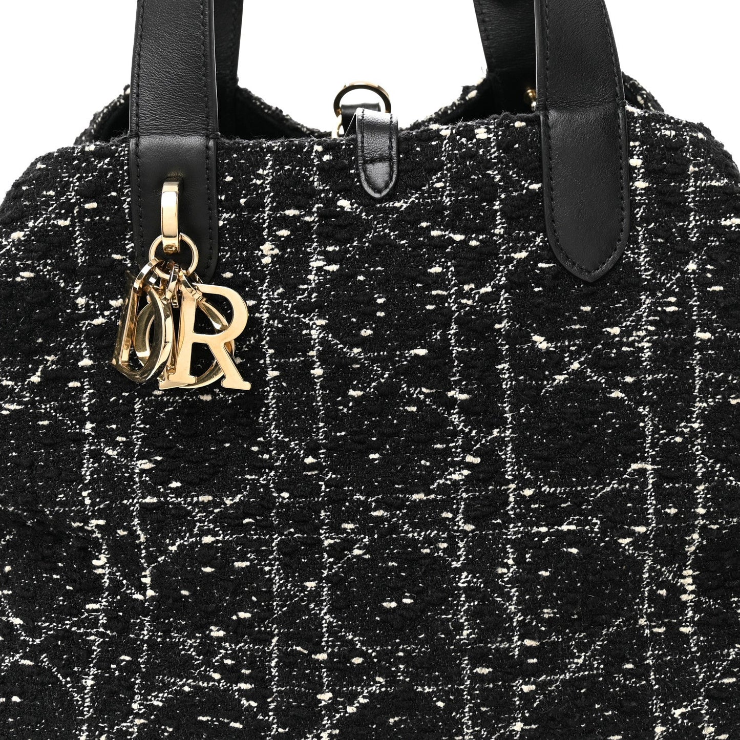 Calfskin Tweed Cannage Medium Toujours Black White